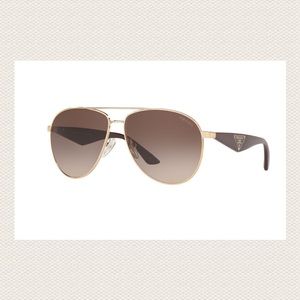 Tan and Gold Prada Aviator Sunglasses